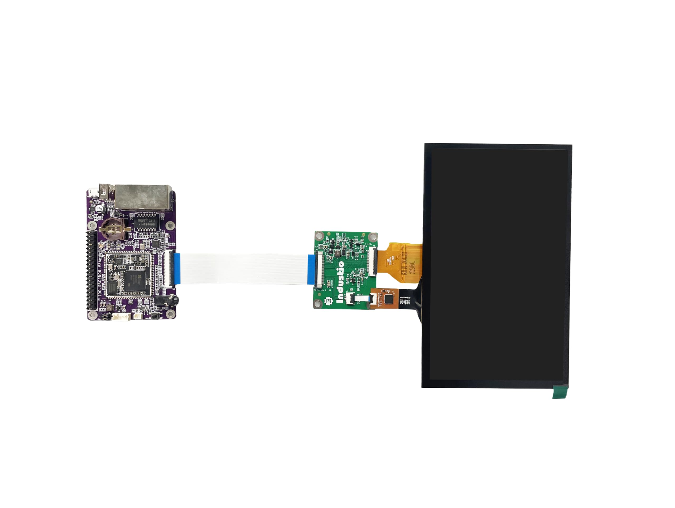 Purple Pi R1-Ido-Sbc2D06 Set: computadora de placa única con Ethernet dual de 100 m, pantalla de 7 pulgadas y sistema operativo Linux