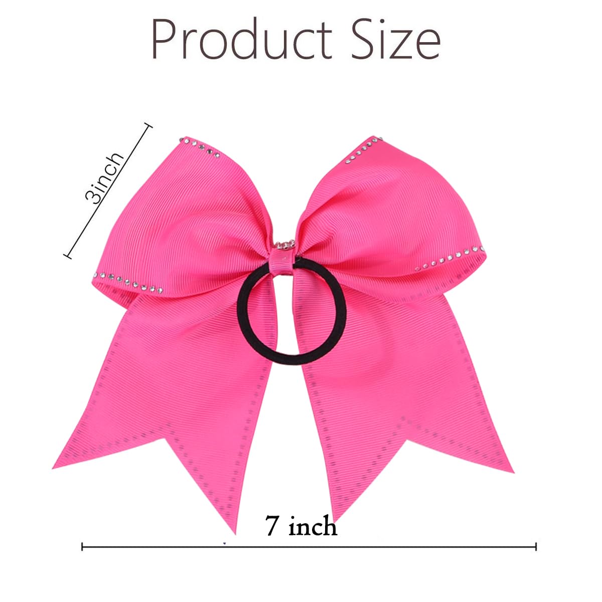 Lazos grandes con diamantes de imitación para el pelo, 12 lazos de animación con purpurina de 17,78 cm, soporte para cola de caballo para niñas, moños para animadoras, competiciones