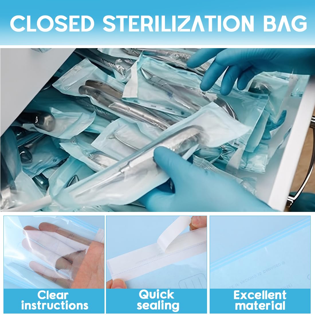 150 Pezzi Sacchetti Buste Autosigillanti Per Sterilizzazione, Buste Sterilizzazione Estetista,Sacchetti Per Sterilizzazione A Vapore Ad Alta Pressione Per Strumenti Di Pulizia
