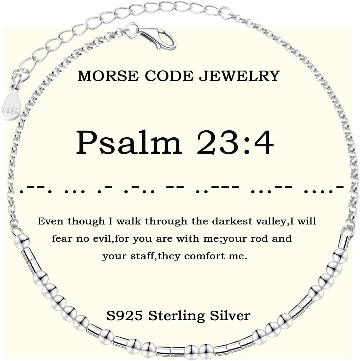 Morse Code Bracelets for Women - 925 Sterling Sliver Christian Bible Verse Morse Code Bracelets Scripture Braceles Adjustable Inspirational Faith Jewelry Religious Christian Gifts for Women Daughter
