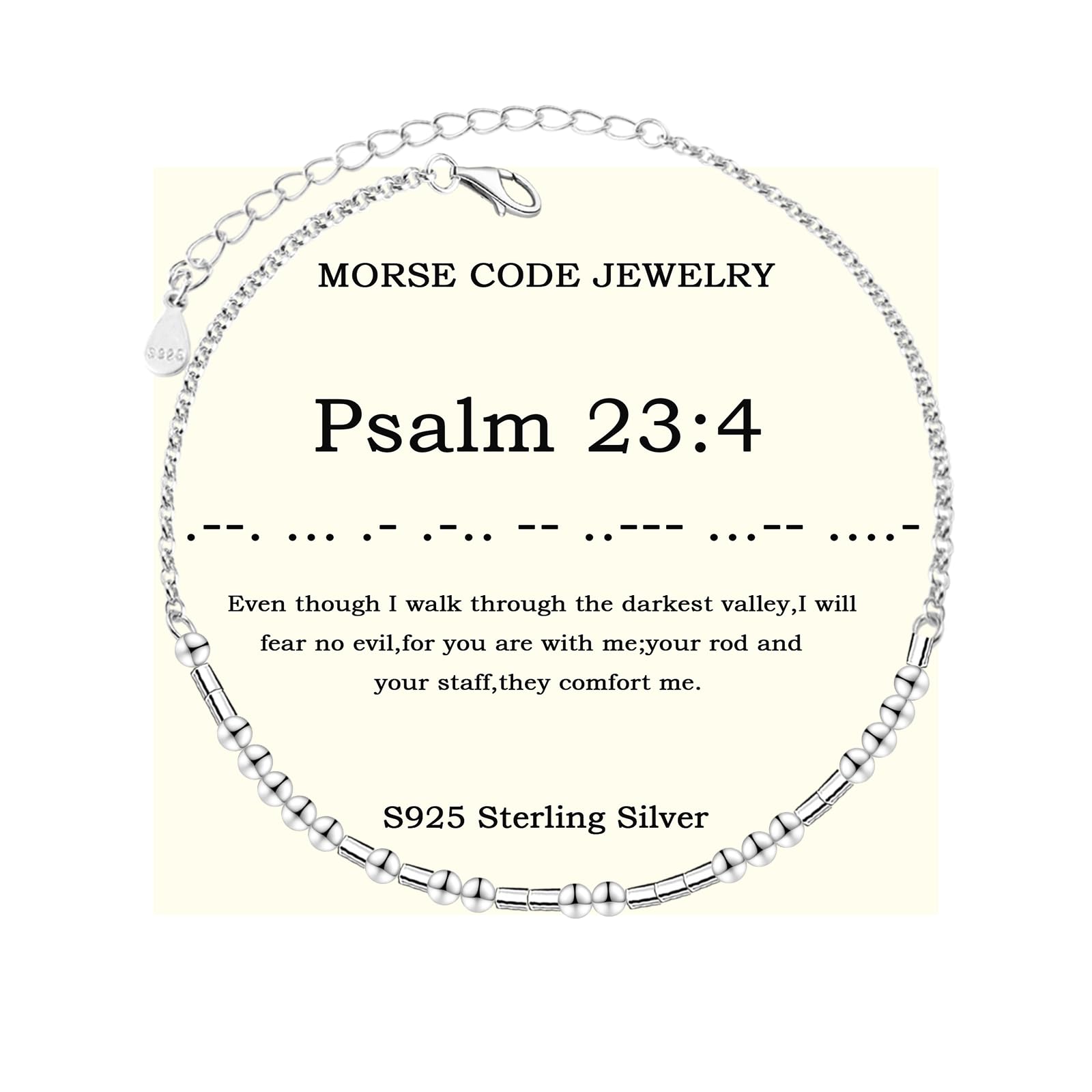 Bible Verse Morse Code Bracelet: S925 Sterling Sliver Scripture Bracelets