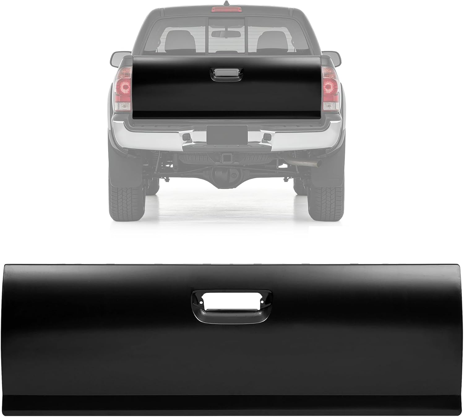 ECOTRIC Rear Tailgate Shell Compatible with 2005-2015 Toyota Tacoma Pickup Truck Replacement for TO1910100 Rear Truck Bed Tail Gate Shell Primer Black Steel