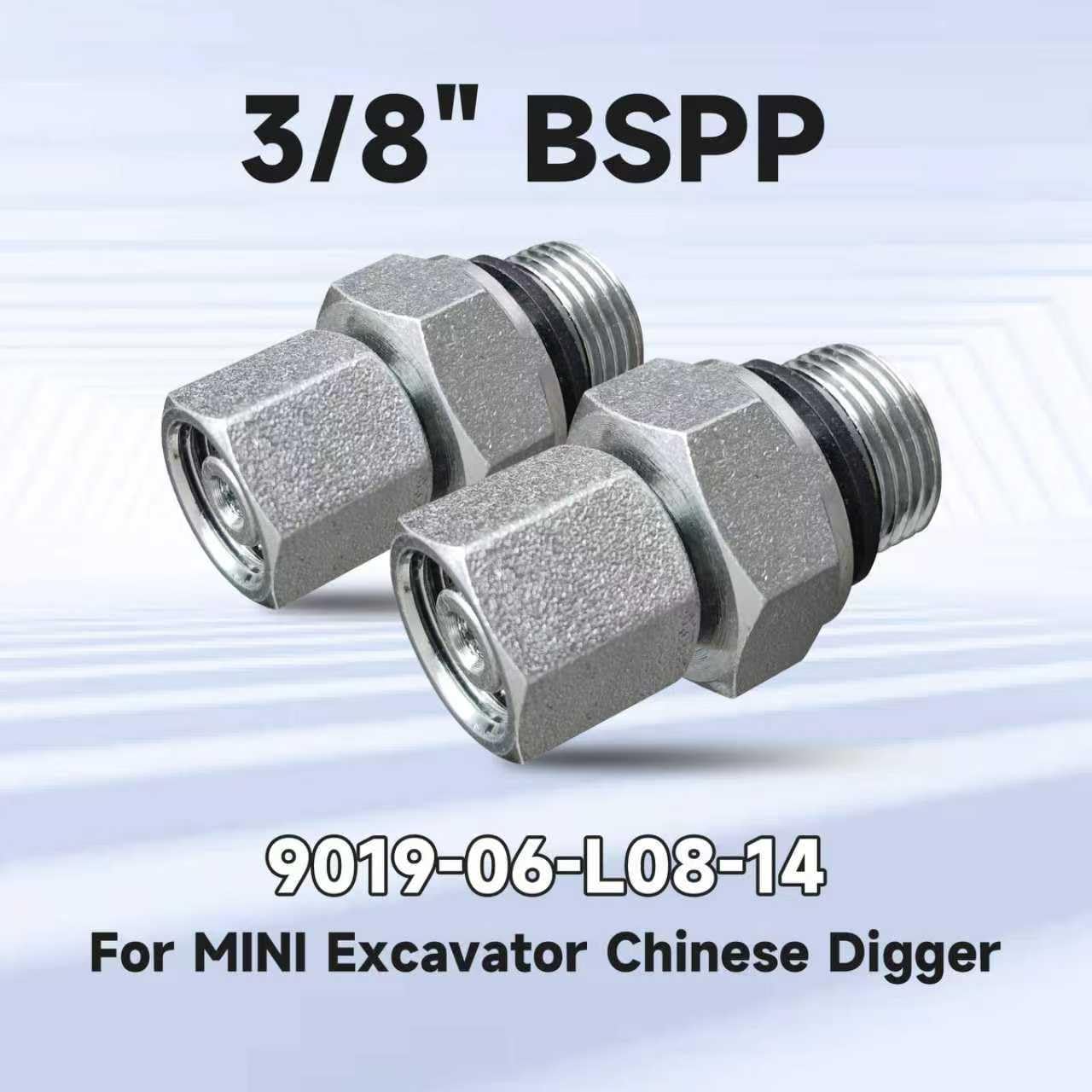 3/8-inch BSPP to DIN L08 M14x1.5, suitable for most Chinese mini excavators such as AGT