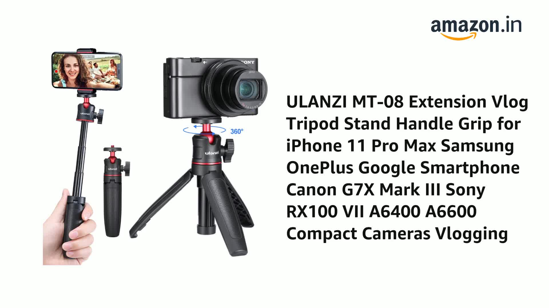 Buy ULANZI MT-08 Extension Vlog Tripod Stand Handle Grip for
