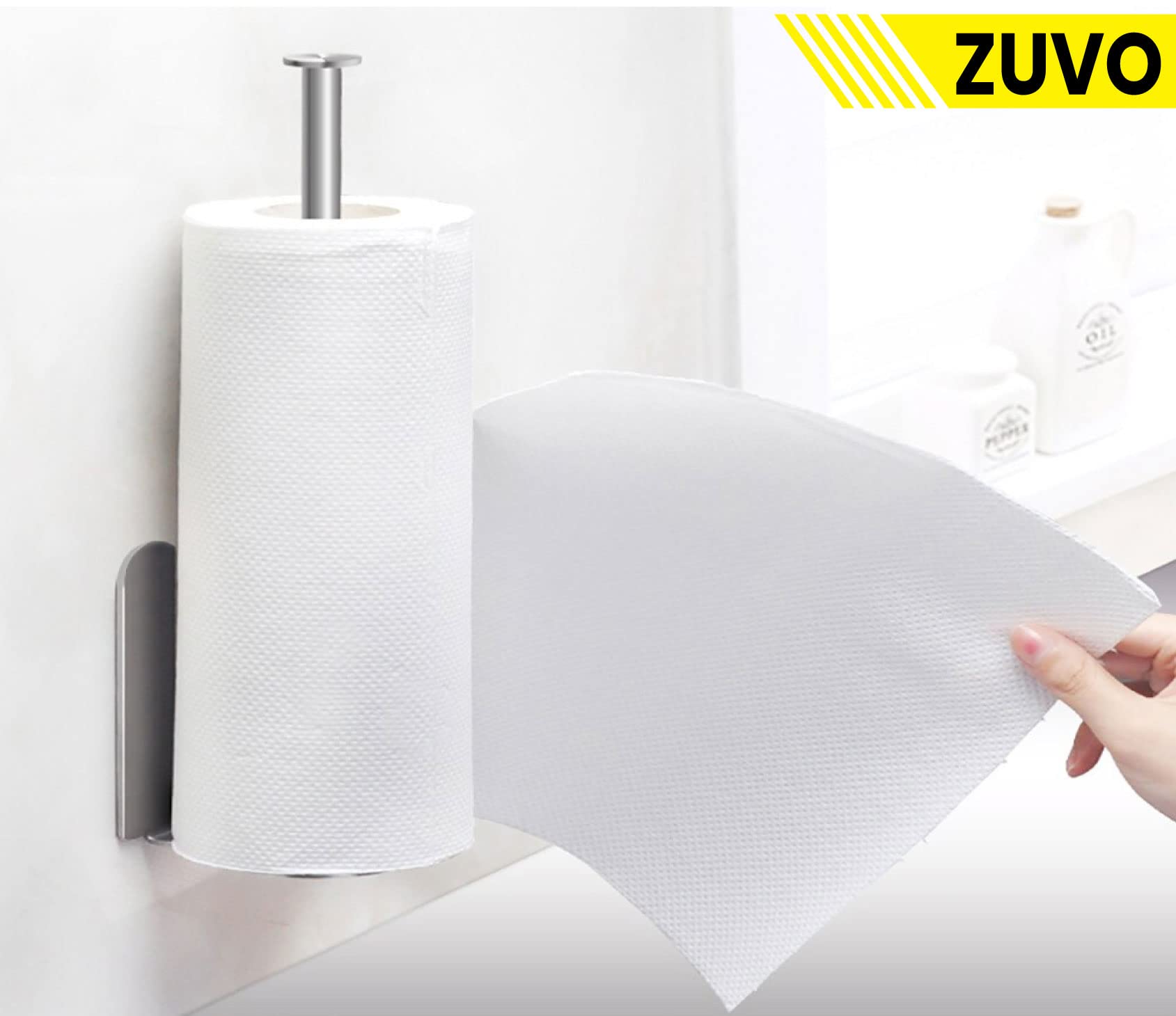 Uchwyt na ręczniki papierowe pod szafką – (srebrne) samoprzylepne uchwyty na ręczniki papierowe ze stali nierdzewnej – uchwyty na ręczniki przyklejane lub śrubowe do szafki kuchennej, łazienki,