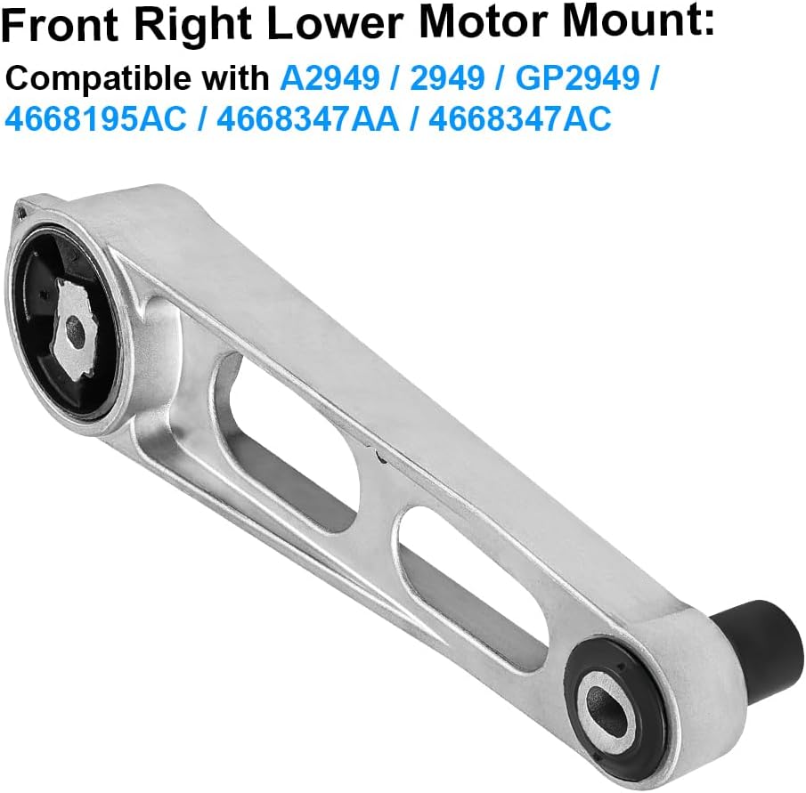 JDMON 2Pcs Engine Motor & Front Right Mount Kit Replacement for 2001-2010 Chrysler PT Cruiser 2.4L, Dodge Neon 2.0L 2000-2005 Compatible with A2949 / 2949 / A2948 / 2948 / 4668193AB / 4668195AC