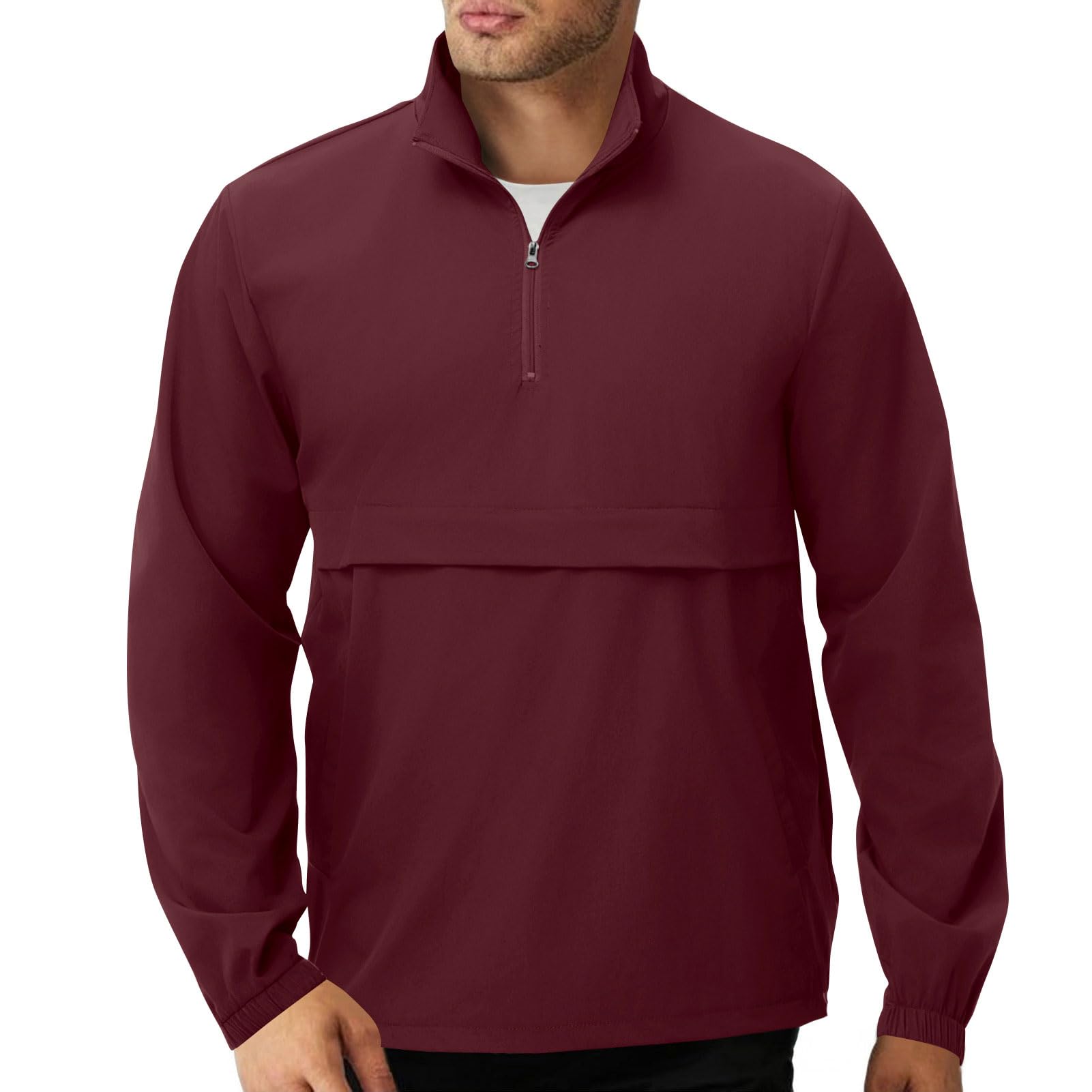 EDITCOZY Mens Lightweight Quarter Zip Pullover Casual Windbreaker for Running Golf Jackets with 3 Pockets