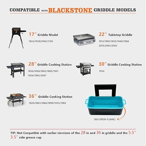 Miniatura 3 de YAOAWE Revestimientos de silicona para parrilla Blackstone, 1 revestimiento reutilizable para bandeja de goteo, atrapador de grasa trasero de