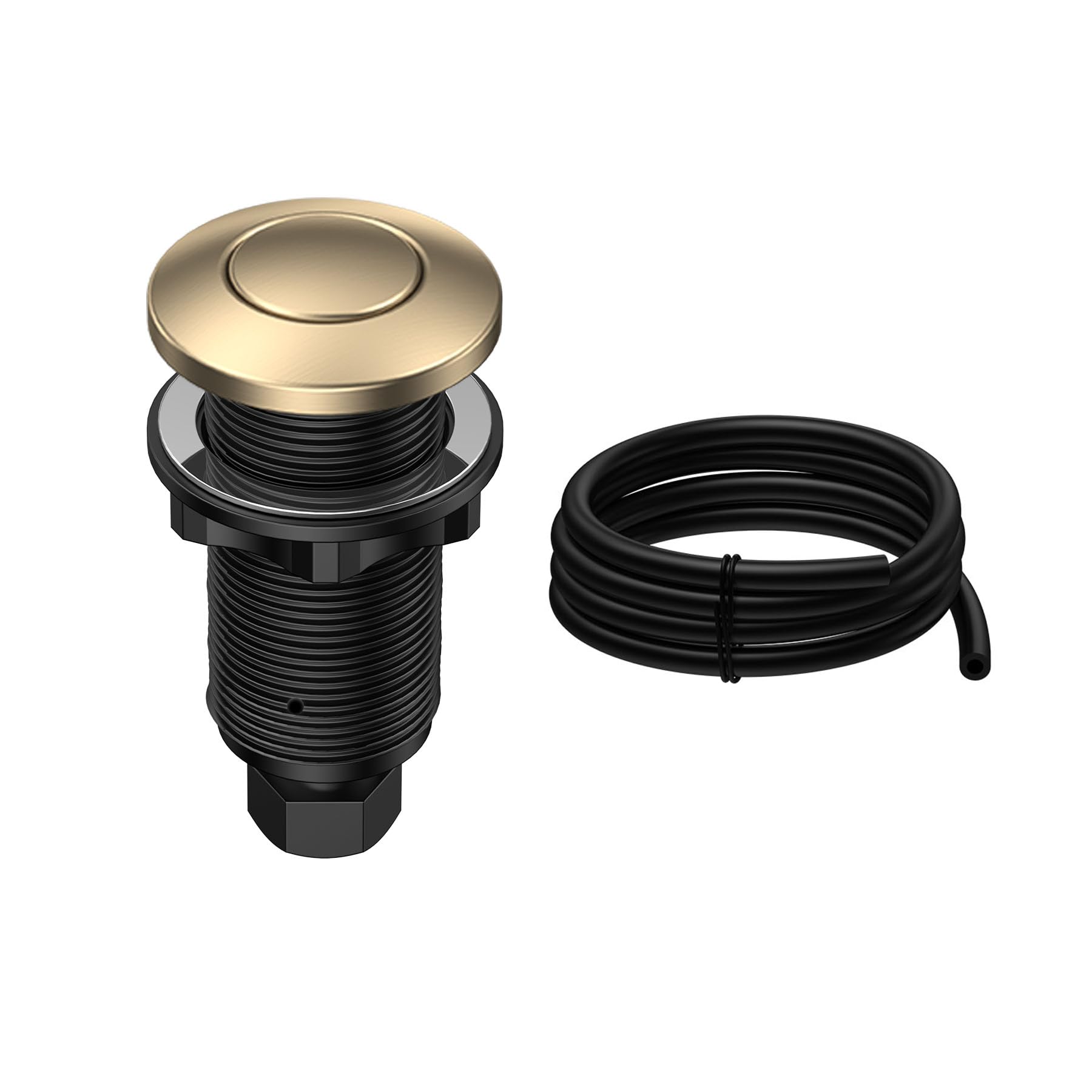 ANWOLL Air Activated Sinktop Switch Push Button for Garbage Disposal, Champagne Bronze with Air Hose, Long Brass Cover