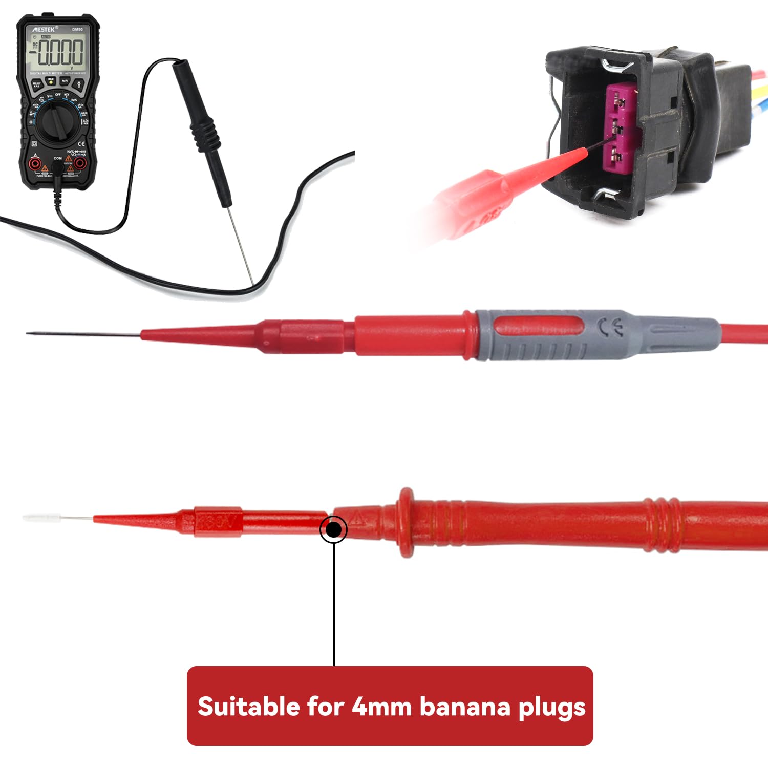 24 Pezzi Sonde Di Prova Multimetro Isolato, Kit Puntali Per Tester Ago Sottili, Puntali Multimetro Isolati,Sonda Di Pprova Da 0,7 Mm, Punta Di Prova Per Misurazione Elettrica Industria