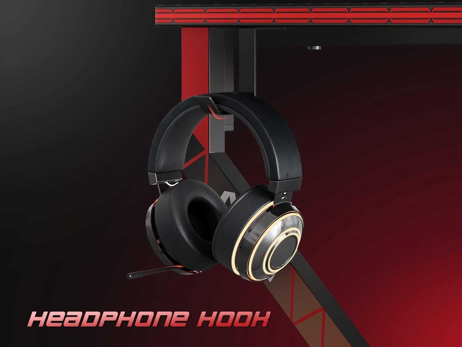 CubiCubi Simple Gaming Desk Z Shaped 47 inch Gamer Workstation, Home Computer Carbon Fiber Surface Gaming Desk PC Table with Headphone Hook - Image 5