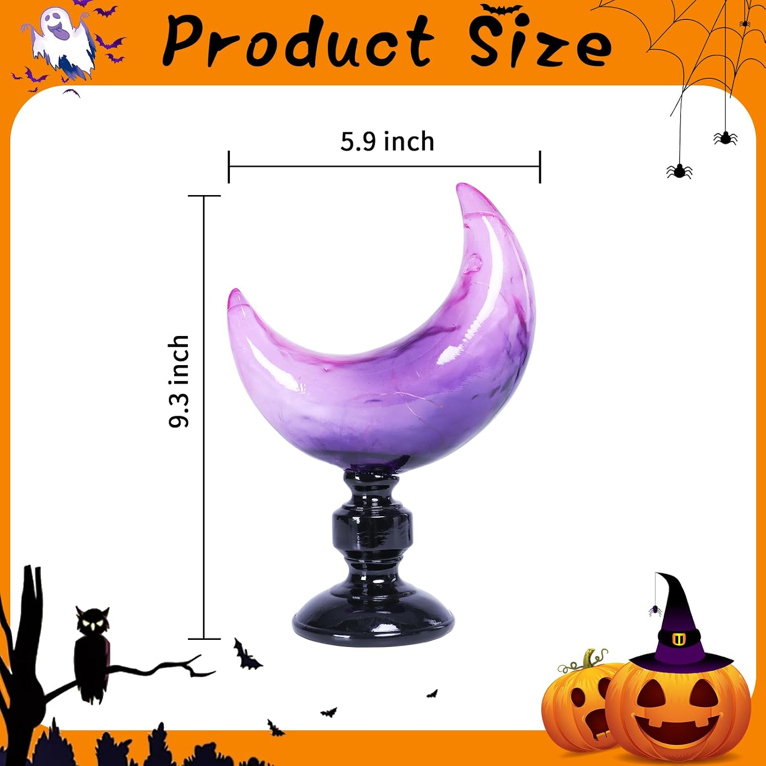 MUMTOP Halloween Moon Lamp Purple Crystal Ball Lights with Resin Base