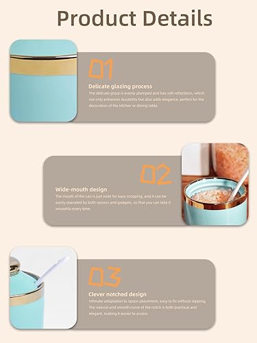 Miniatura 3 de HAOTOP Azucarero de 8 onzas con tapa y cuchara, dispensador de azúcar simple de cerámica para azúcar, contenedor de azúcar, accesorios de barra de