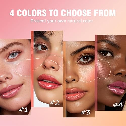 4 Pcs Color Changing Lip And Cheek Stain,Long Lasting Personalized Color Changing Lipsticks with Moisturizing Effects,Red Pink Peach White PH-Activated Tinted Lip Gloss for Women Teen Girls