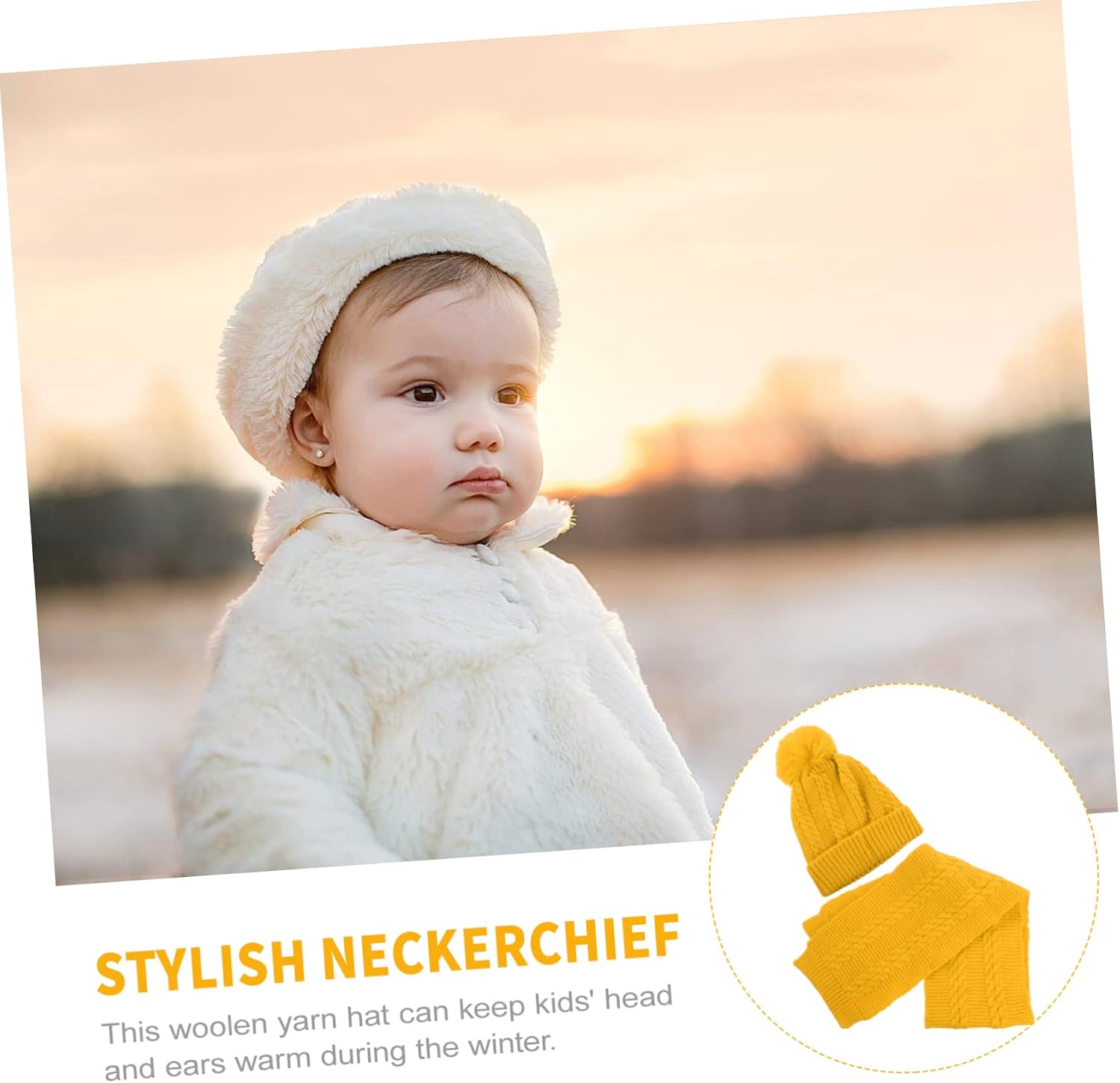 BESPORTBLE Hat Scarf Warm Neckerchief Winter Neck Warmer Beanie Knit Fluffy Gray Boys Pom Hat Thick Has Scarf