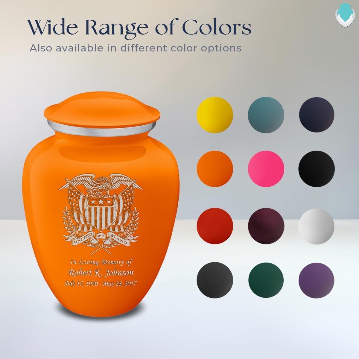 Geturns Embrace Adult Personalized American Glory Cremation Urns for Human Ashes I Large Burnt Orange Funeral Urn for Men and Women I 200 lbs