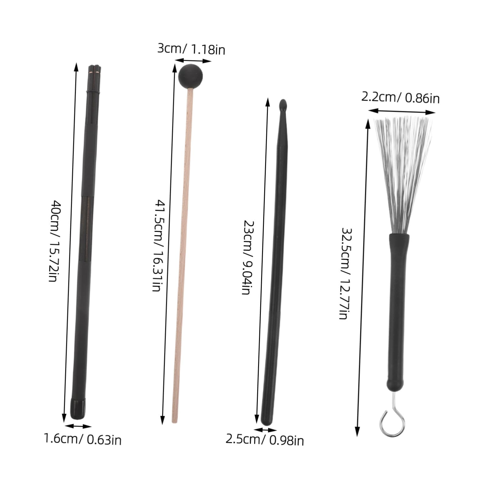 ibasenice Holz-drumsticks mit Nylon-bürsten Schlagzeug Inklusive Besen Schlägeln und Aufbewahrungstasche für Percussion-instrumente