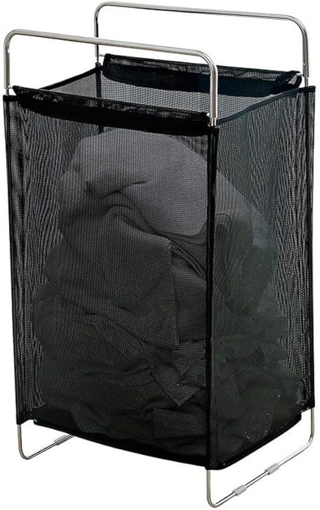 Amazon Hepan らんどりーばすけっと 大容量 北欧 約幅39 3 奥行27 高さ70cm スリムランドリーバスケット 通気性メッシュ ステンレス 衣類収納バスケット 家庭用洗濯バケツ服 黒 かご バスケット オンライン通販