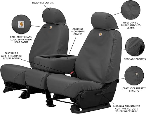 Miniatura 2 de Covercraft Carhartt SeatSaver - Fundas de asiento personalizadas | Compatible con Chevrolet Silverado/GMC Sierra 1500/2500/3500 2019 (estilo de