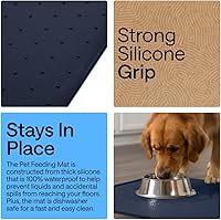 Vista 17 de GORILLA GRIP - Tapete de silicona 100% impermeable con bordes elevados sin BPA para mascotas, tapetes para alimentos de perros y gatos que contienen