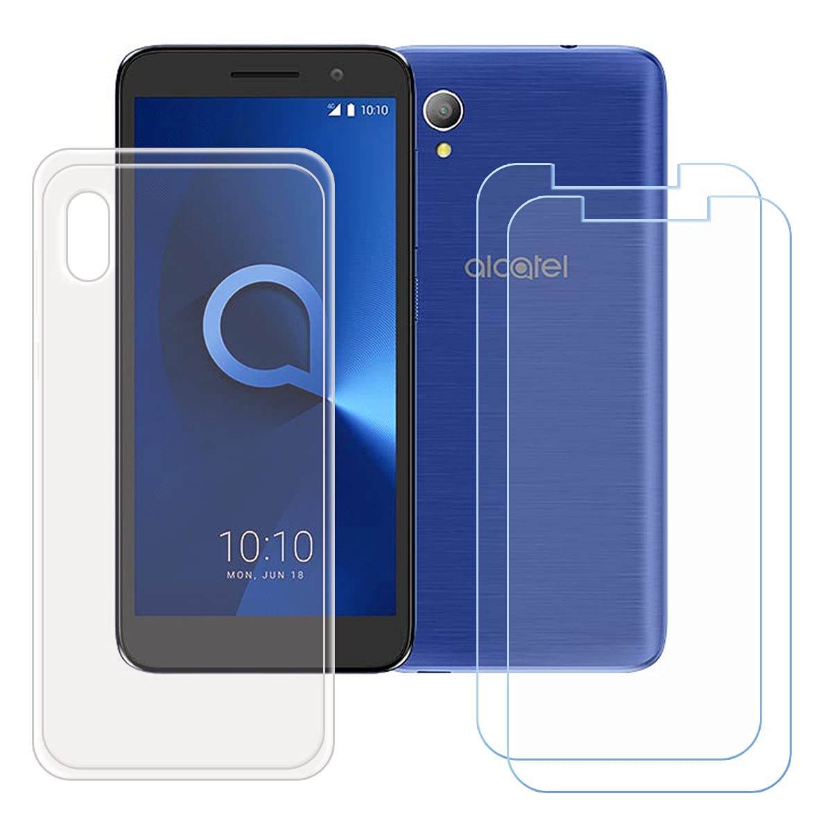 Cover Trasparente Per Alcatel 1 (2021/2019) + 2 Pellicole In Vetro Temperato: Custodia Morbida TPU E Protezione Schermo 5.0'' - 4