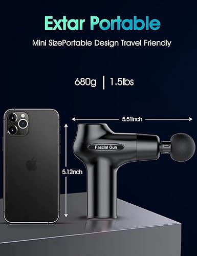 Miniatura 5 de XTZ Pistola de masaje mini masajeador de percusión masajeador muscular profundo para aliviar el dolor con 4 cabezales profesionales y 4 velocidades