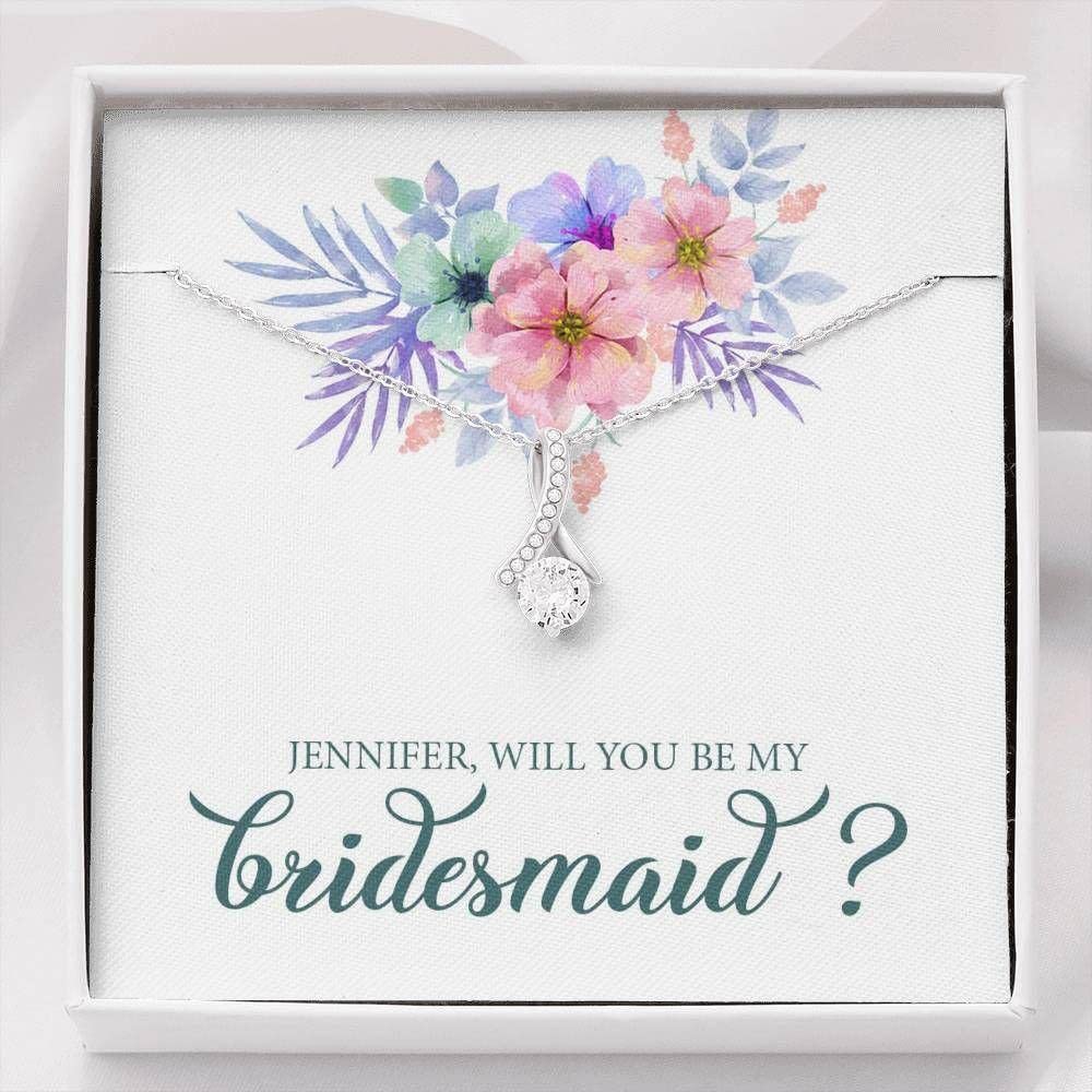 rakva 925 Sterling Silver Gift Personalized Bridesmaid Proposal Gift Necklace, Will You Be My Bridesmaid Wedding Gift, Custom Name Necklace