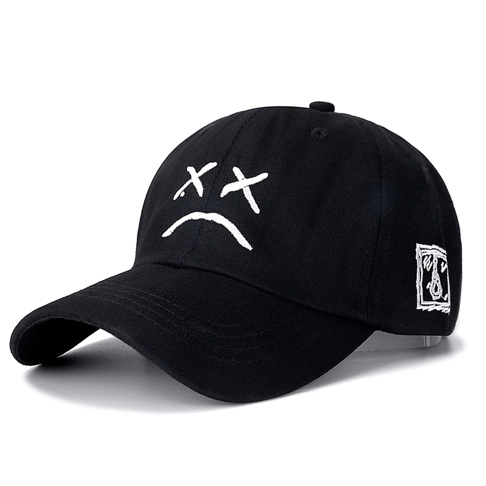 Snapback Cap Cotton Embroidery Baseball Cap for Men Women Adjustable Hip Hop Dad Hat Sun Protection-Black