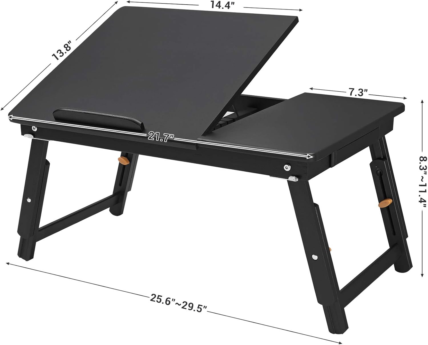 Up To 60% OFF SONGMICS Laptop Desk for Bed Sofa with Adjustable Tilting Top, Breakfast Serving Tray with Folding Legs ,Multi Function Table, Floor Desk, 100% Bamboo Black ULLD01BK