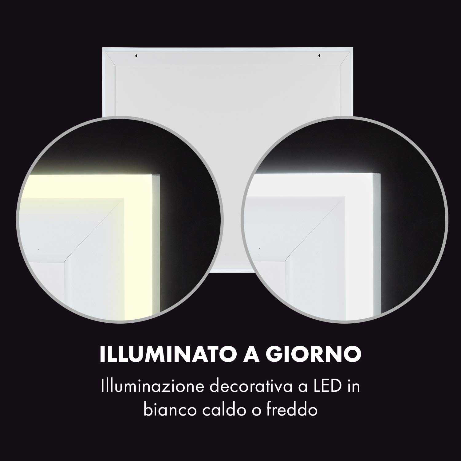 Klarstein Smart Stufa Elettrica Basso Consumo, Termoconvettore a Parete 350W Termosifone Elettrico, Riscaldamento Elettrico, Pannello Radiante Infrarossi, Lampada Riscaldante, Telecomando, IP52 No CO2