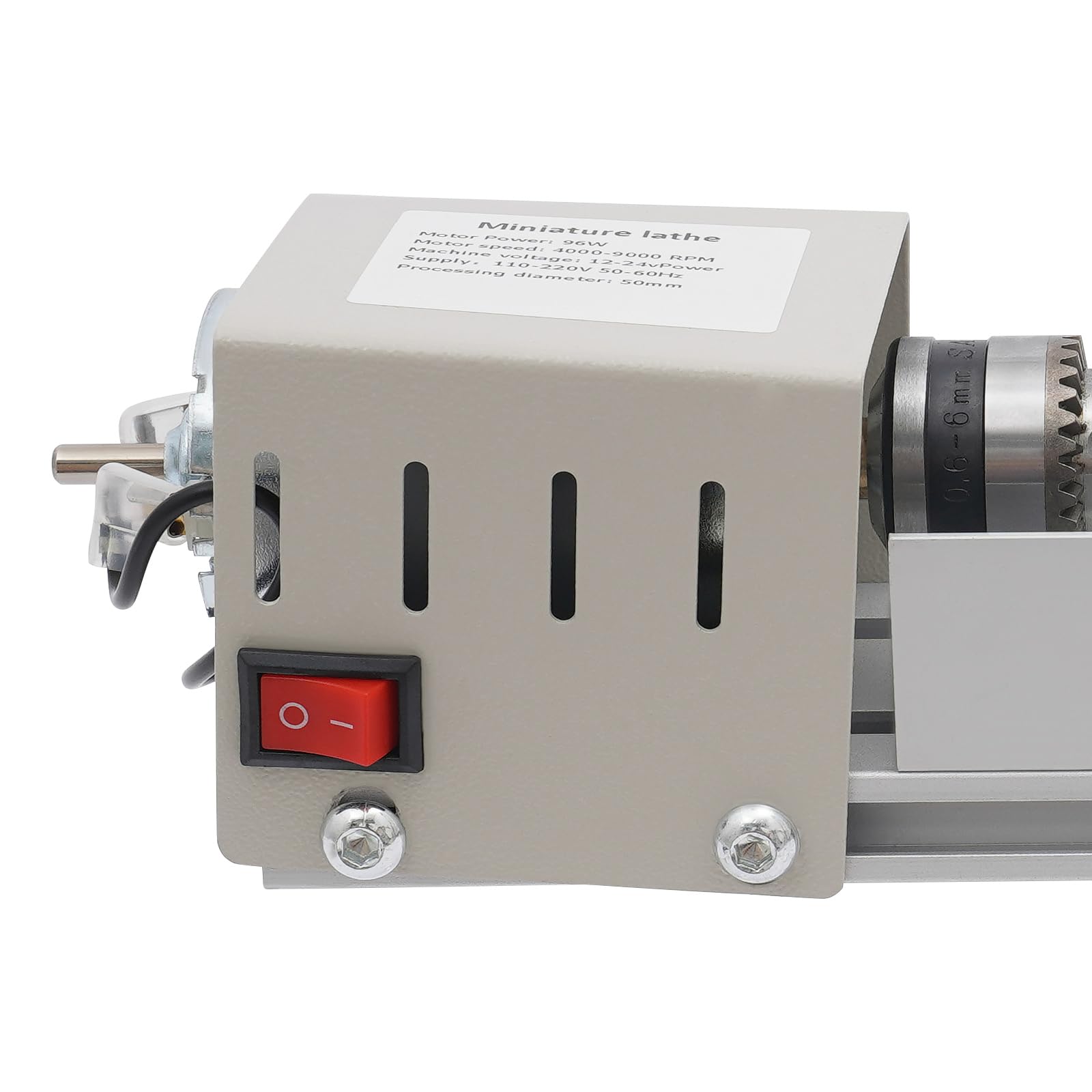 Mini torno para madera, 96 W, 4000 – 9000 rpm (7 niveles), de metal con 6 herramientas de grabado, compacto para bricolaje, bricolaje y talla de madera