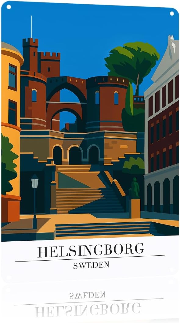 Helsingborg Sweden Wall Decor Retro Metal Sign Poster for Garage Man Cave Bathroom Bedroom Farm Inspirational Popular Wall Art 8x12 Inch Signs Posters