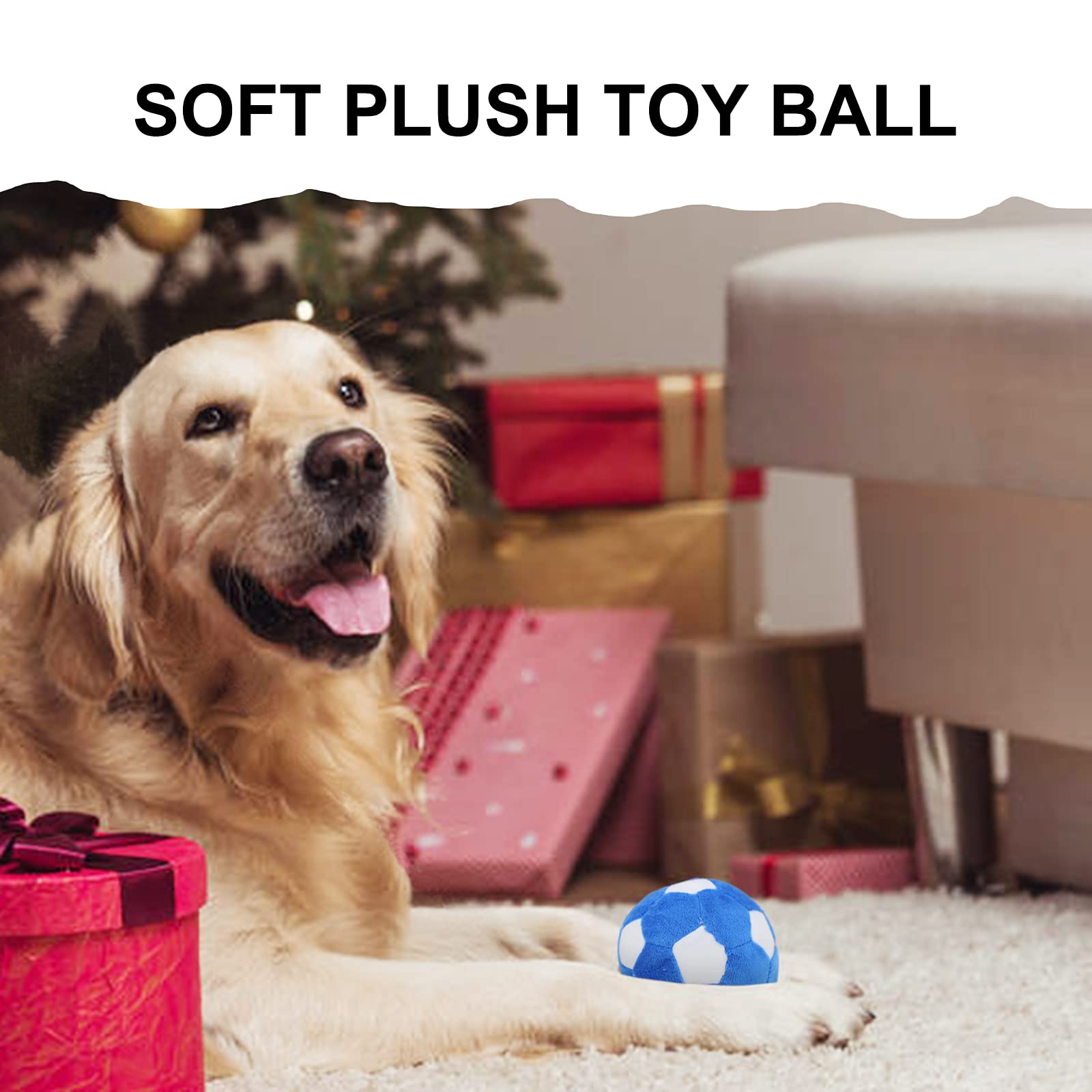 Pelotas de juguete para perros, balón de fútbol de felpa masticable para perros, pelota suave chirriante rellena de juguete esponjoso y duradero para interiores y exteriores, cumpleaños para