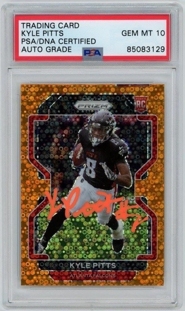Kyle Pitts Signed 2021 Panini Disco Prizm RC Rookie Card 341 PSA GEM MT 10 AUTO - Football Slabbed Autographed Rookie Cards