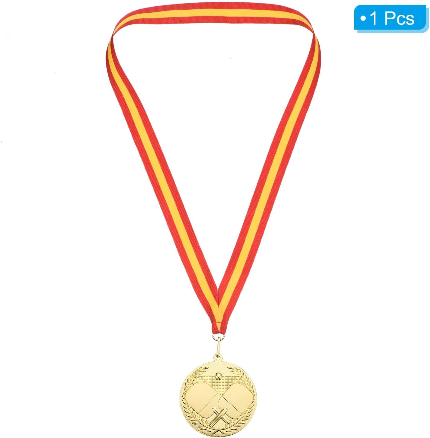 PATIKIL 2.7" Ping Pong Medals, Table Tennis Award Medals Gold Medal with Ribbon Red Yellow for Games Sports Competitions