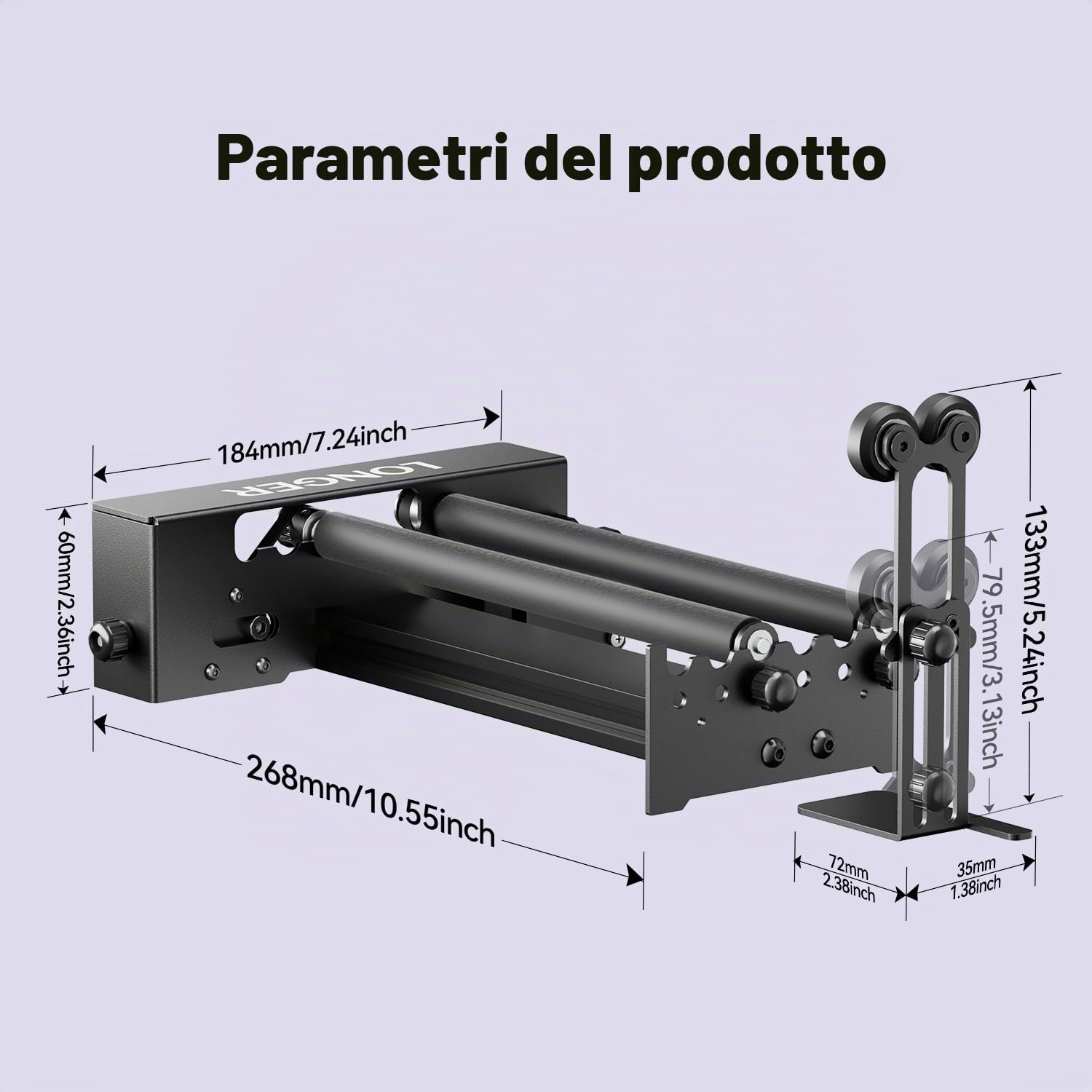 Longer Rullo e supporto per incisione laser: partner perfetto per macchine per incisione laser, asse Y rotazione a 360°, spazio di incisione 6-100 mm, compatibile con macchine per incisione laser di