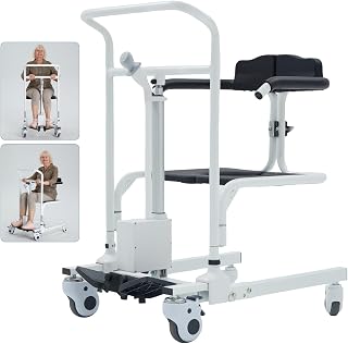 Electric Patient Lift Transfer Chair, Electric Lift Chair for Home,180°Split Seat, Can Adjustable Height Patient Transfer Chair, Seniors Elderly Handicapped Bathroom Electric Wheelchair
