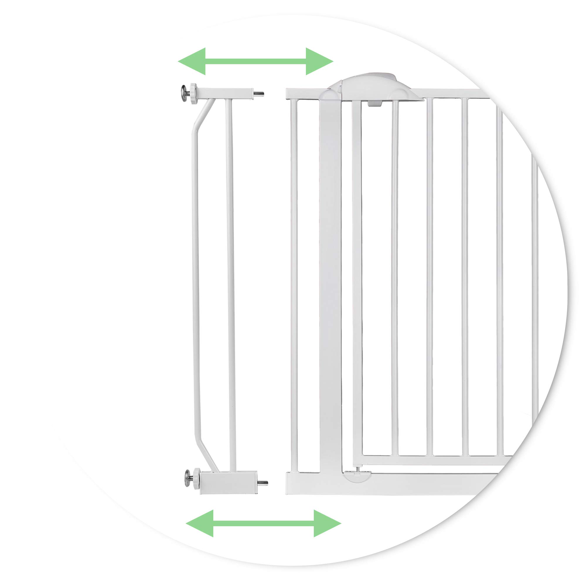 Nukido Barrera De Seguridad para Niños Extensible 75-105 cm Montaje Fácil Sin Tornillos Valla Metálica para Puerta Escalera Blanco