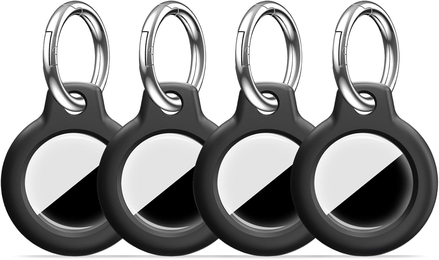 [4 Pack] for Airtag Holder Case with Keychain, Shockproof GPS Cover Anti-Scratch Key Chain, for Airtags Accessories for GPS Item Tracker Cases for Bags, Luggages, Black