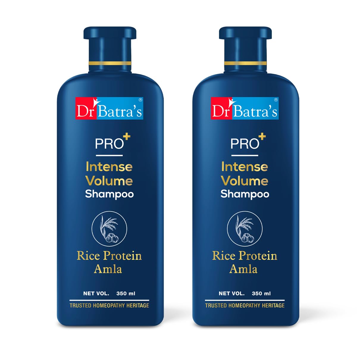 Dr. Batra's Shampoo Pro+ Intense Volume Shampoo with Rice Protein & Amla – Strengthens Hair & Adds Natural Volume | For Fuller, Thicker & Healthier Hair | Gentle Daily Hair Cleanser | 350 ml ( Pack of 2 )