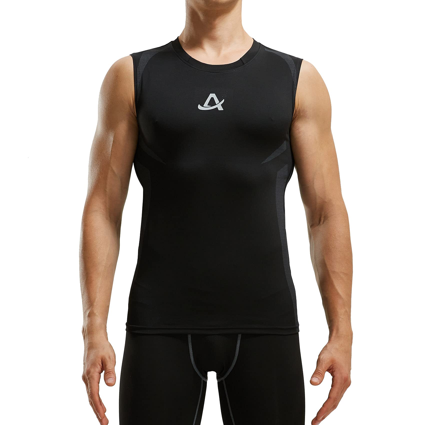 AMZSPORT Canotta Compressione Uomo, Maglia Senza Maniche Aasciugatura Rapida per Bodybuilding Palestra Running