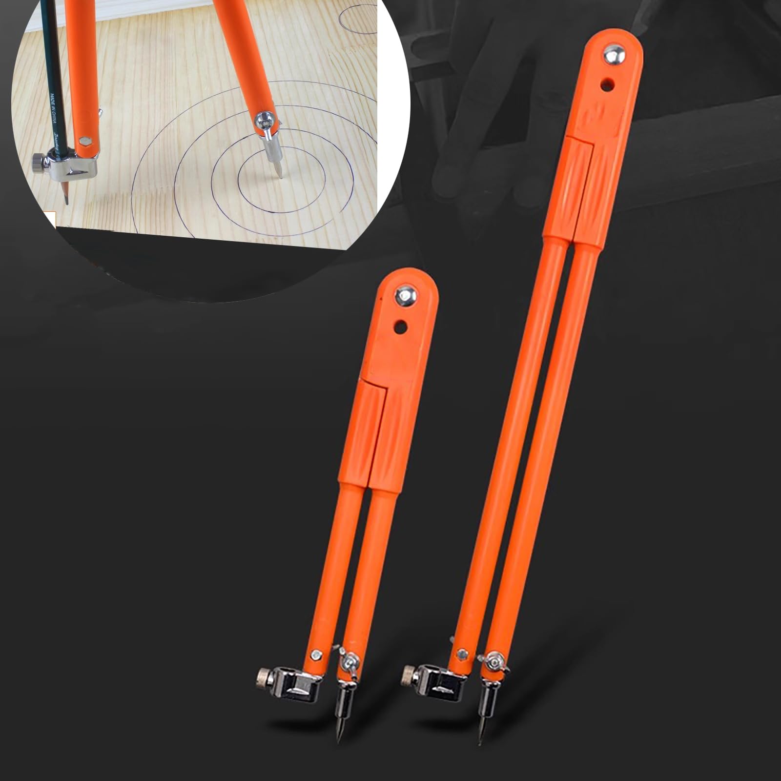 Compasso Di Precisione Per Falegnameria - 40 Cm, In Plastica E Metallo, Regolabile, Con Matita, Per Disegno E Marcatura