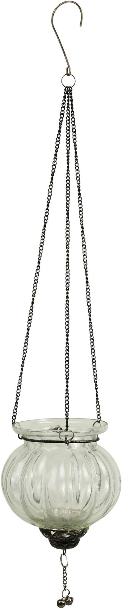 HomArt 9621-0 Naya Hanging Tealight Holder with Tassel, 18-inch Height, Glass and Metal