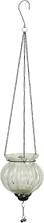 HomArt 9621-0 Naya Hanging Tealight Holder with Tassel, 18-inch Height, Glass and Metal