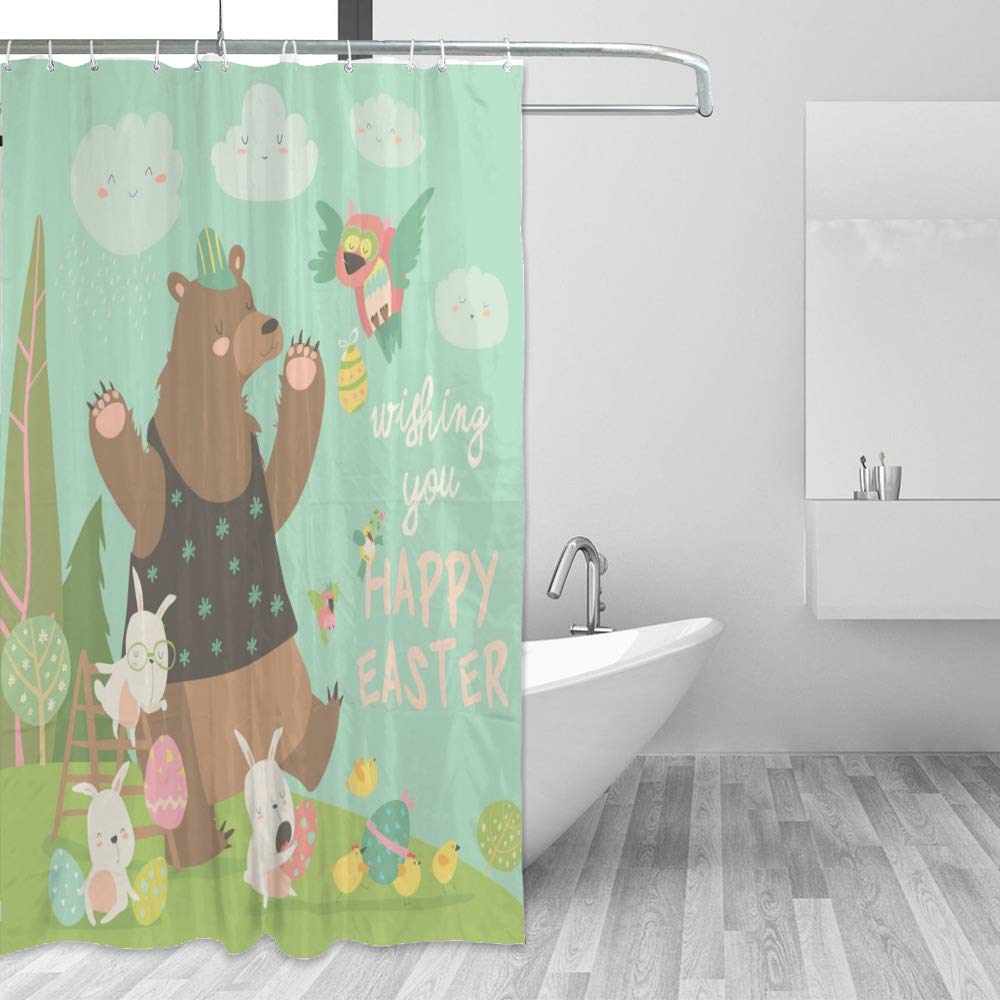 Rideau de douche imperméable Pâques pour salle de bain familiale