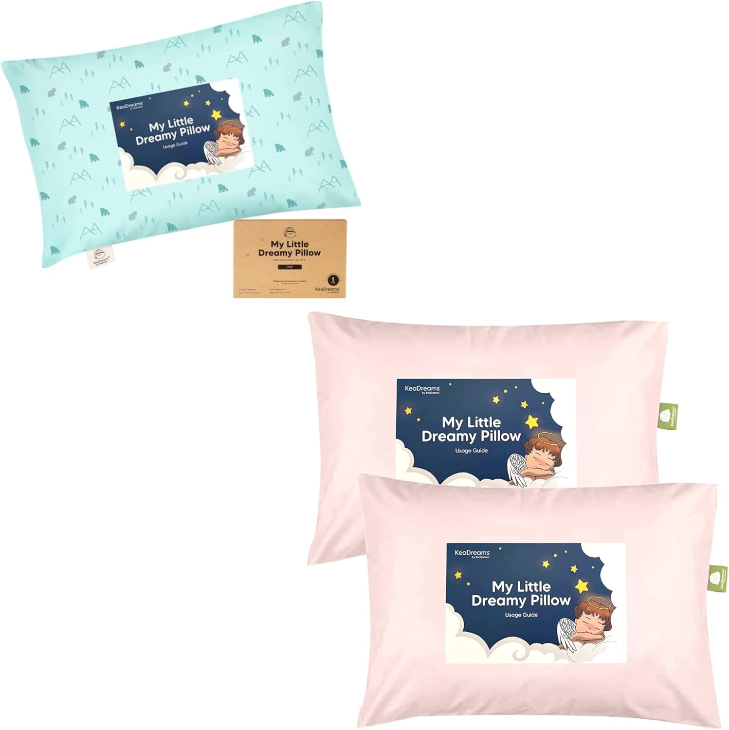 KeaBabies Mini Toddler Pillow with Pillowcase and 2-Pack Toddler Pillow - 9x13 Soft Mini Kids Bedding Set, Soft and Breathable Sleeping Essentials for Kids