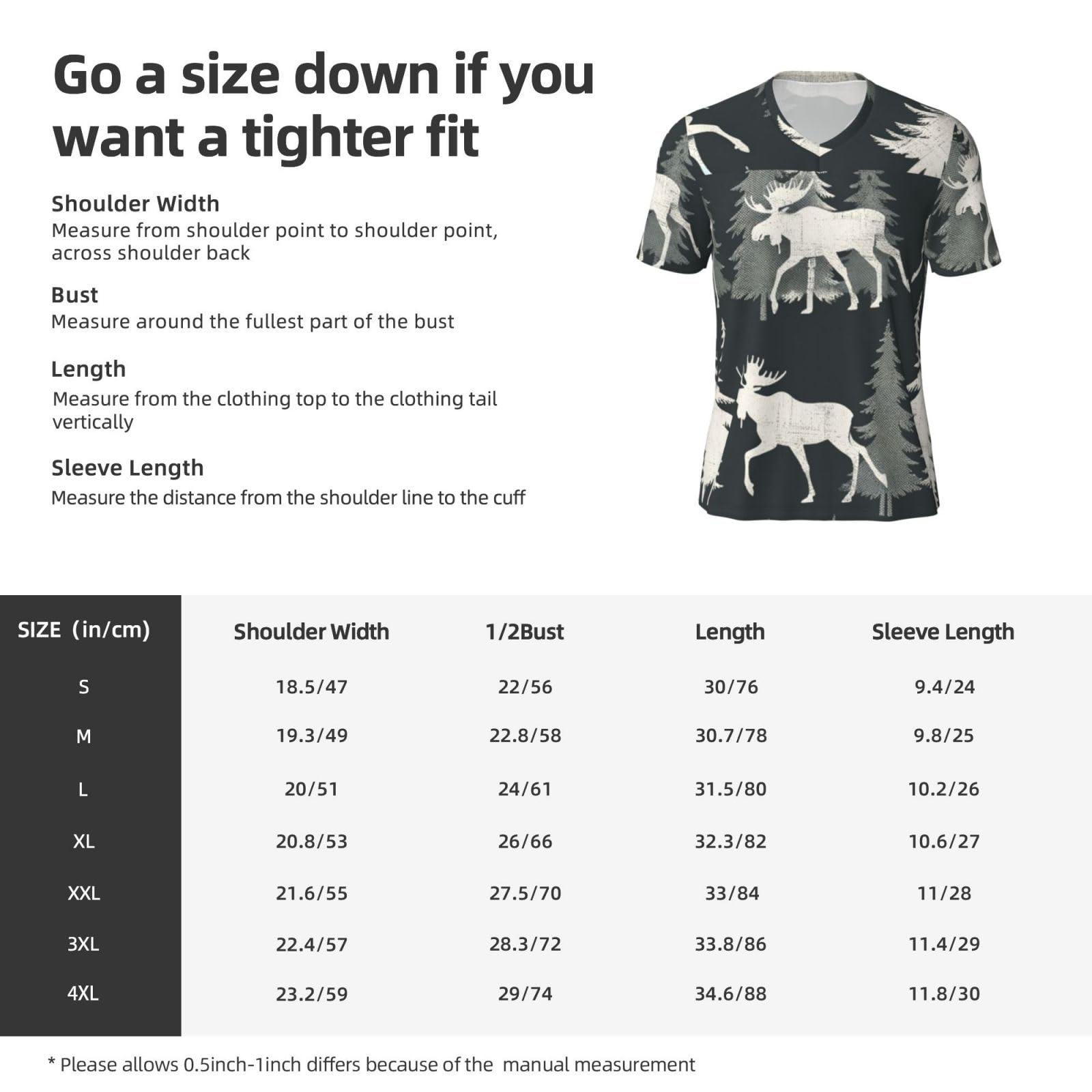 Stylish Athletic Sports Jersey Moose-Trot-Pine-Trees Men's Rugby Jersey Large Black