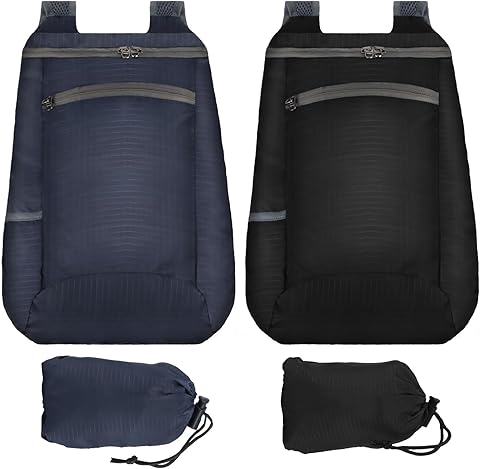 JSMTKJ 2 Pcs Mochila Plegable Ultraligera e Impermeable, para Hombre y Mujer, Ideal para Viaje Excursiones Senderismo, Camping, Deportes y Uso Diario. Ligera, Compacta y Resistent