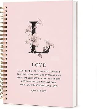 Pink Bible Verse Cute Initial L Spiral Notebook Journal for Women