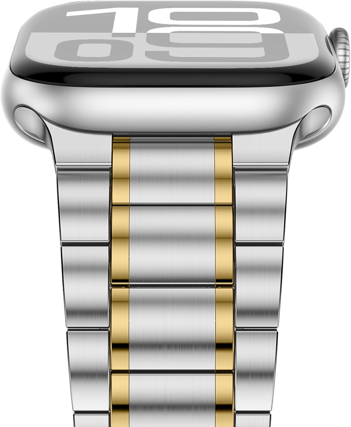 Anlinser Metal Bands Compatible with Apple Watch Band 42mm 41mm 40mm 38mm Women Men, Five-link Stainless Steel Strap for iWatch SE Series 11 10 9 8 7 6-1 (Silver-Gold)